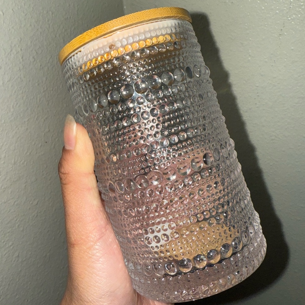 Textured Glass Jar with Bamboo Lid